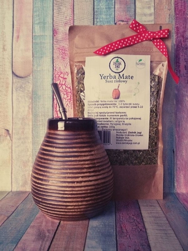 Zestaw matero ceramiczne Calabaza miodowe z bombillą i Yerba Mate - Zielnik Jagi.jpg