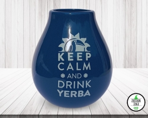Zestaw Matero ceramiczne niebieskie Keep Calm 350ml z Bombillą