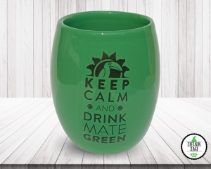 Matero ceramiczne zielone oval Keep Calm 200ml z Bombillą