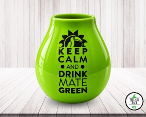 Zestaw Matero ceramiczne zielone Keep Calm z Bombillą