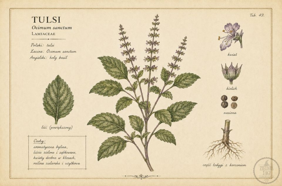 Rycina tulsi święta bazylia